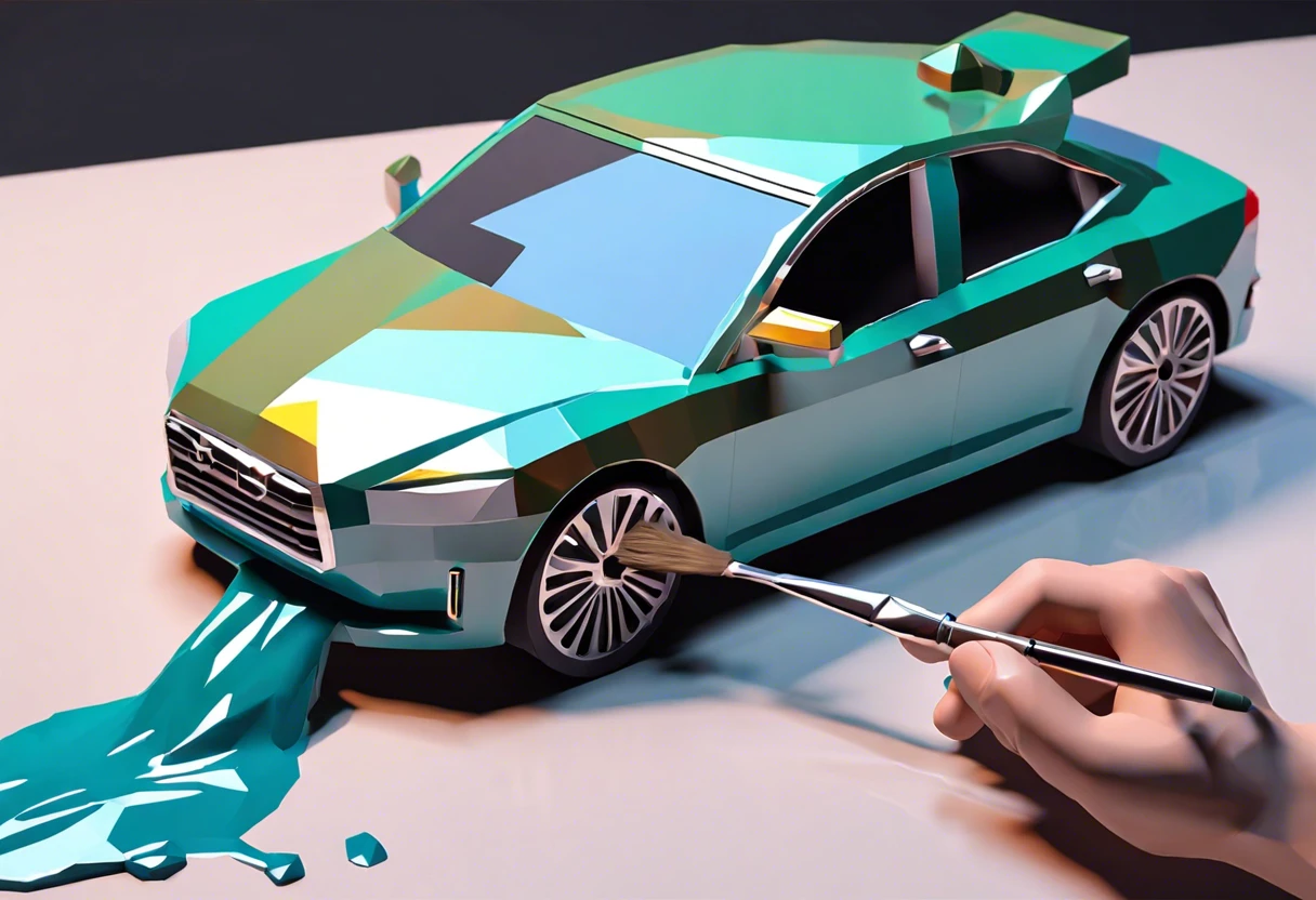 Car model being painted, highlighting the effect of acetone on car paint.