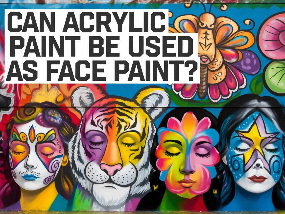 Colorful face paint designs featuring an animal and floral motifs, questioning if acrylic paint can be used as face paint.