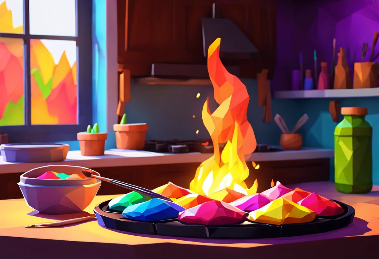 Colorful acrylic paints melting in an oven, illustrating the effects of heat on acrylic paint.