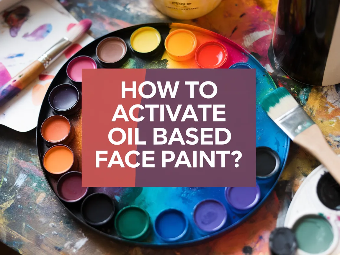 A palette of oil based face paint colors ready for activation and use, demonstrating the process of applying the paint.