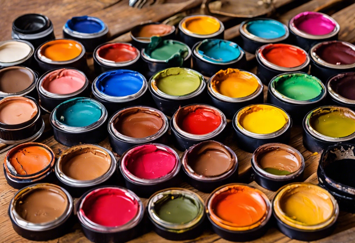 Variety of oil based face paint containers ready for activation