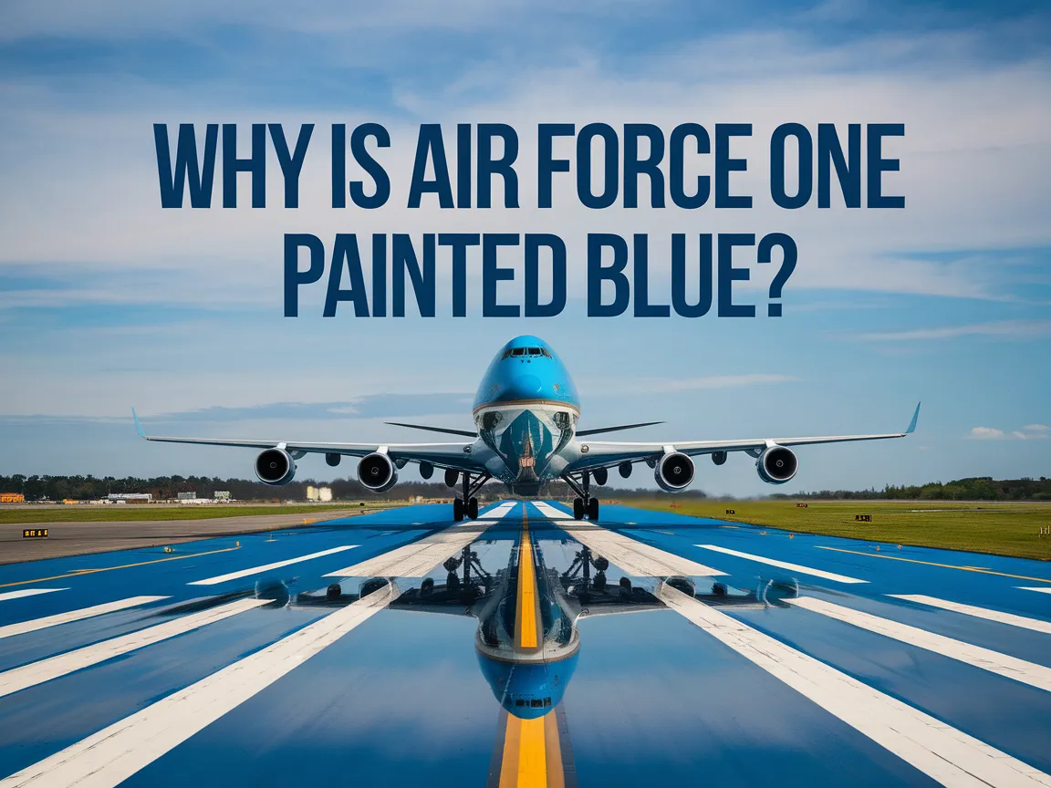 Air Force One aircraft painted in blue, symbolizing presidential transport.