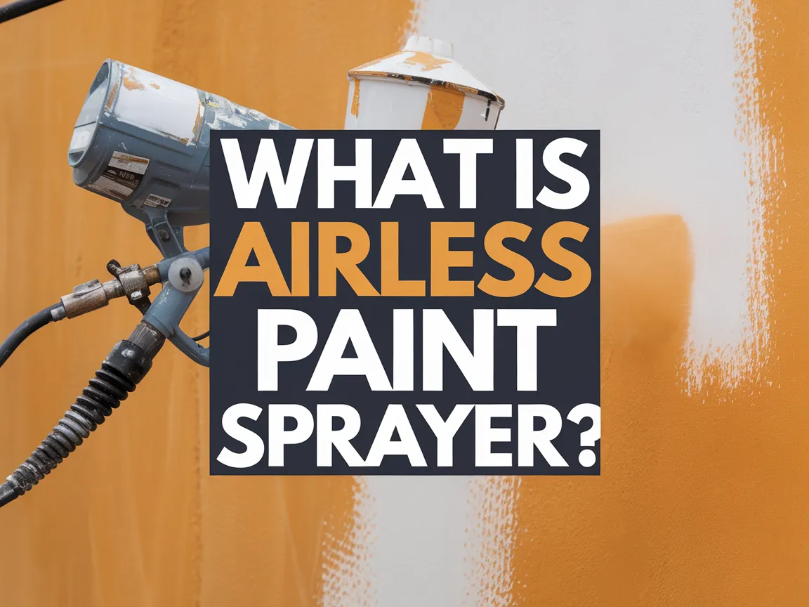 An airless paint sprayer in action, demonstrating its use on a wall.