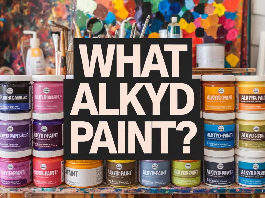 Colorful display of alkyd paint products showcasing various options available.
