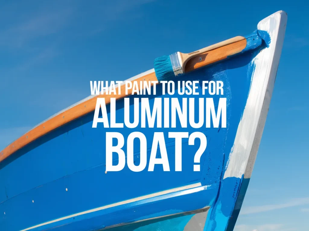 Close-up of an aluminum boat being painted, showcasing the best paint types for aluminum boats.