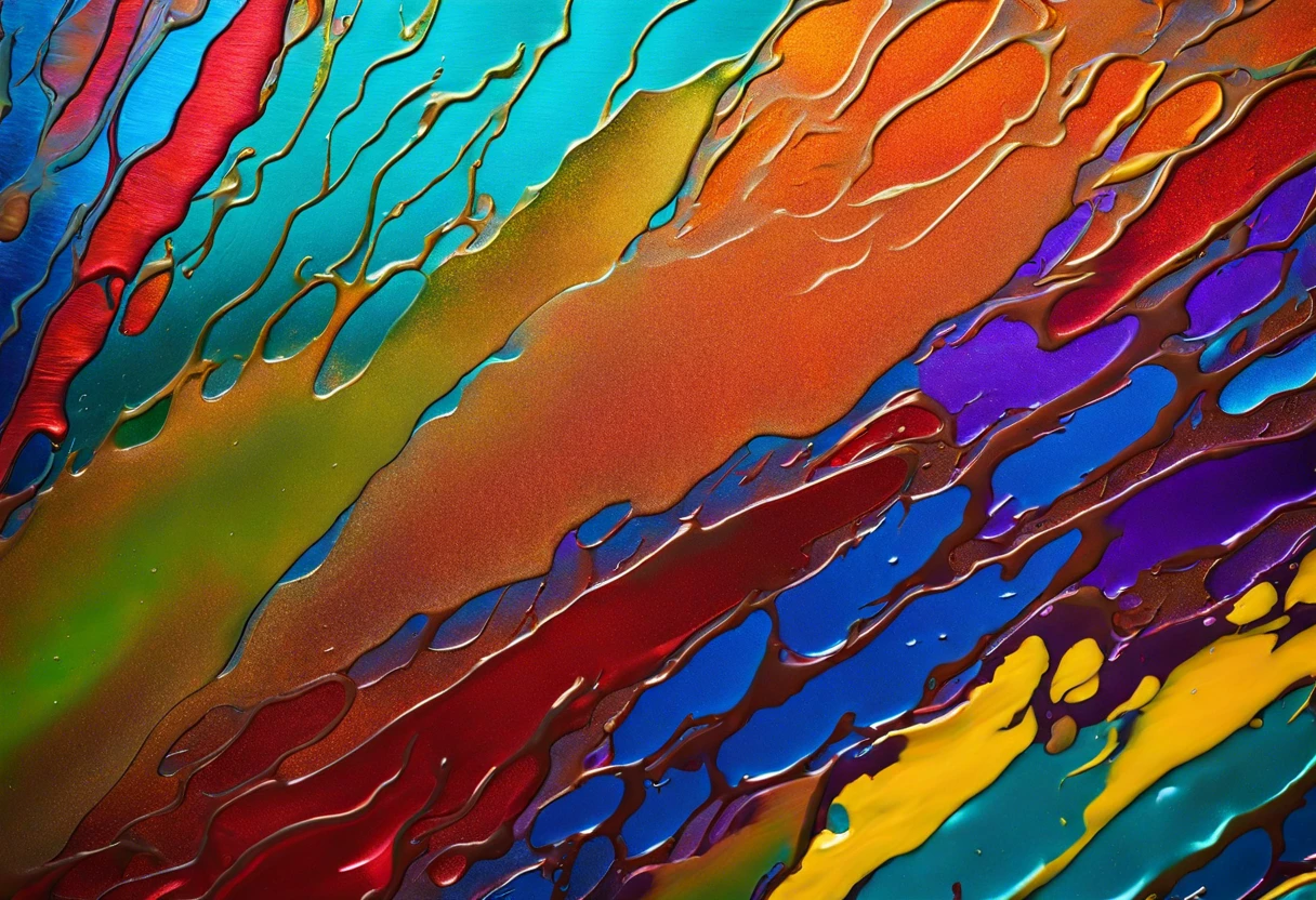 Abstract representation of colorful paint swirls on anodized aluminum, illustrating the painting process and techniques for anodized surfaces.