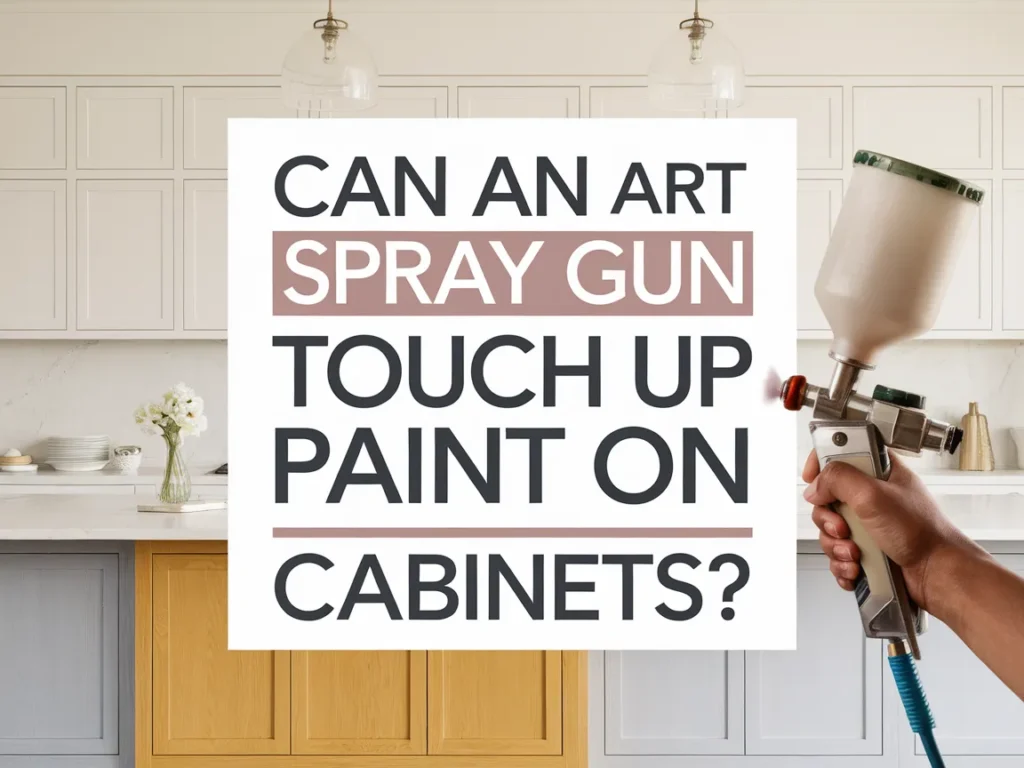 Art spray gun used for touch up paint on kitchen cabinets