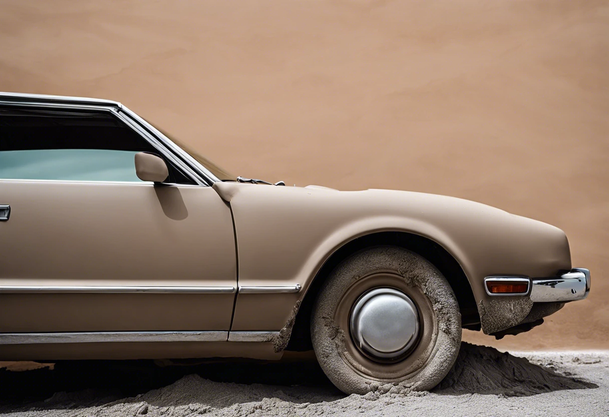 Car with ash residue on the paint, illustrating potential damage from ash deposits.