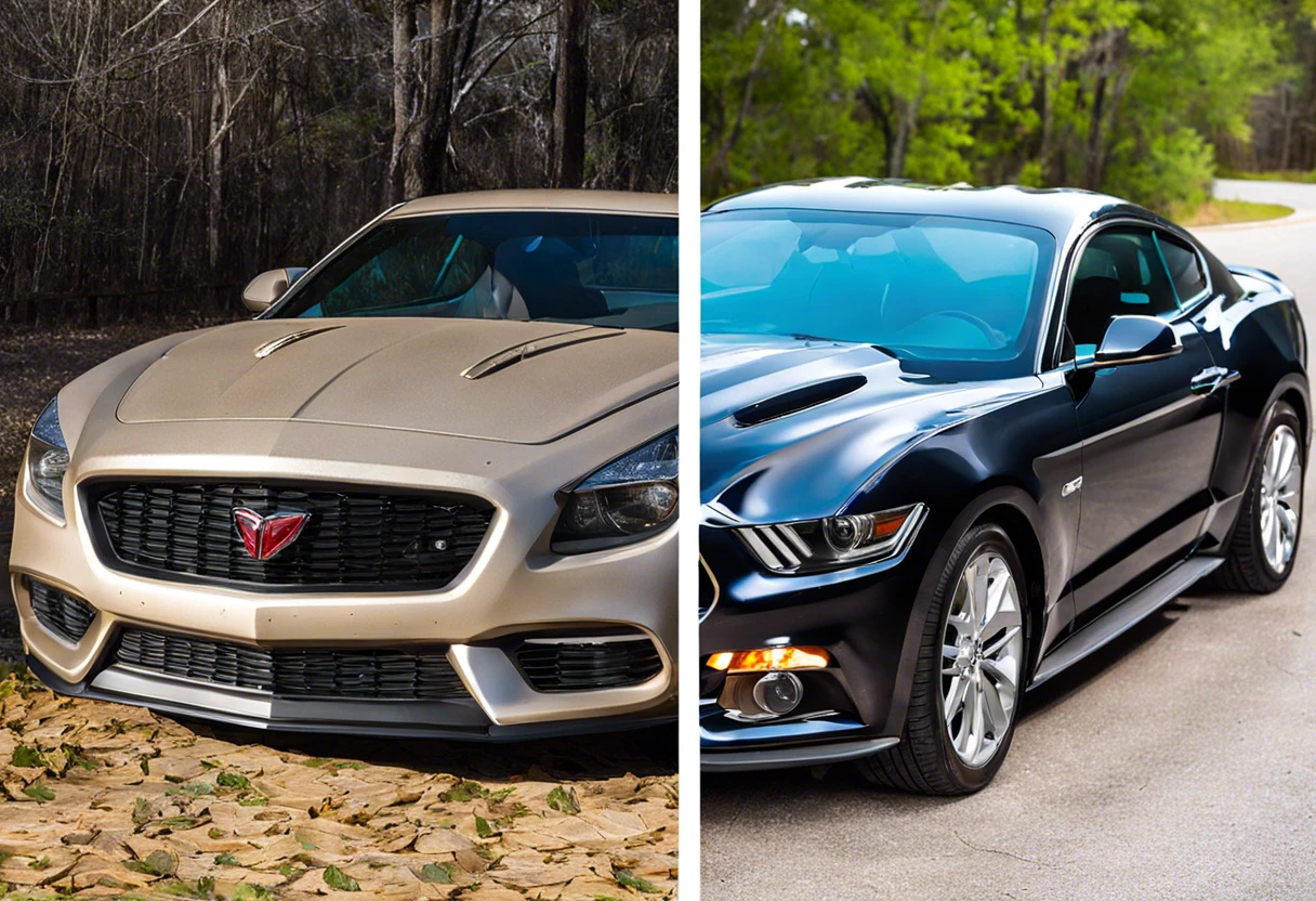 Before and after auto paint correction process showing a car's restored shine