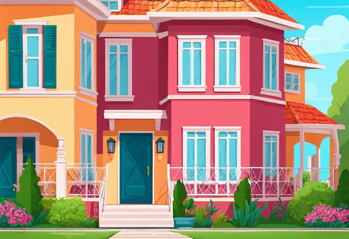 Colorful house exteriors showcasing various painting options and styles