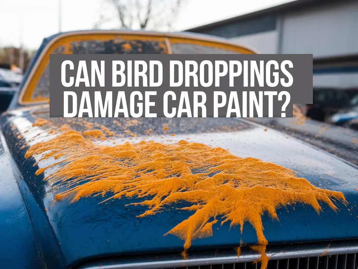 Image showing bird droppings on a car's surface, illustrating potential damage to car paint.