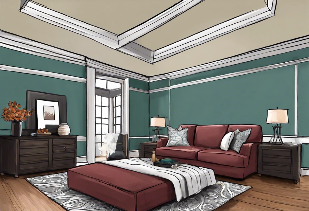 A living room with blended touch up paint on walls, showcasing a seamless finish.