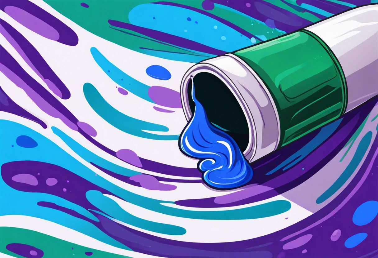 A vibrant splash of blue paint coming from a tube, illustrating the process of mixing colors to achieve blue.