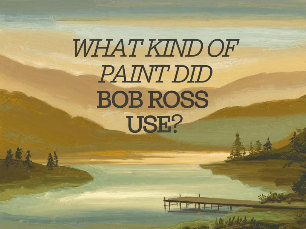 Artwork showcasing the painting style of Bob Ross, emphasizing the type of paint he used.
