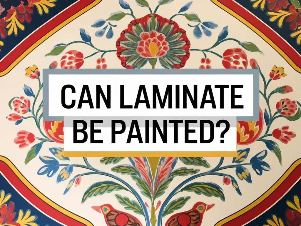 Decorative laminate surface with floral designs, showcasing an example for painting laminate.
