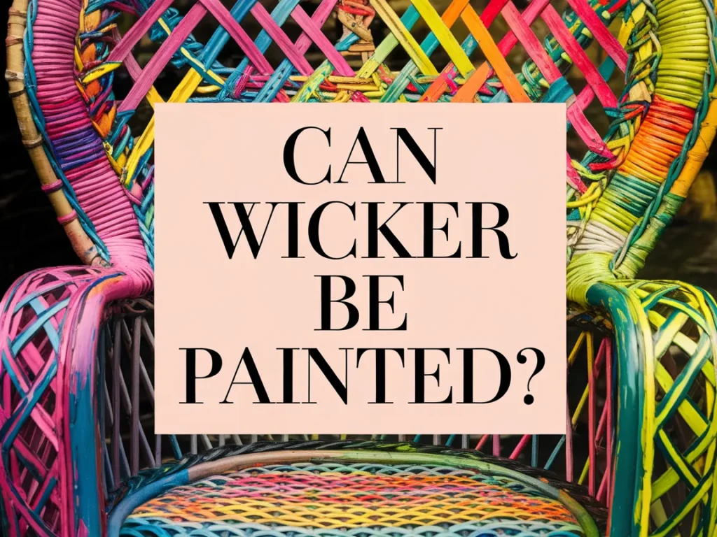 Colorful wicker chair showcasing vibrant painting options for wicker furniture.