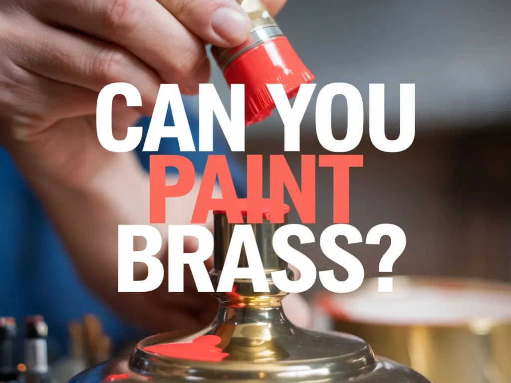 A person applying red paint to a brass item, exploring the possibilities of painting brass.