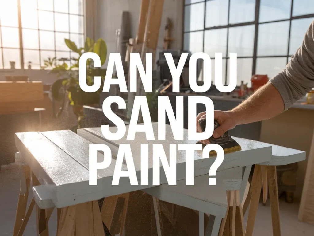 Hand sanding a painted surface to prepare it for refinishing, relevant to the question can you sand paint.