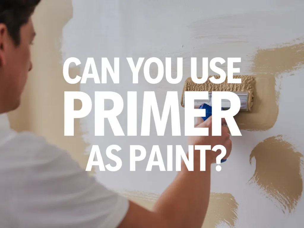 A person painting a wall with primer, suggesting the question: can primer be used as paint?