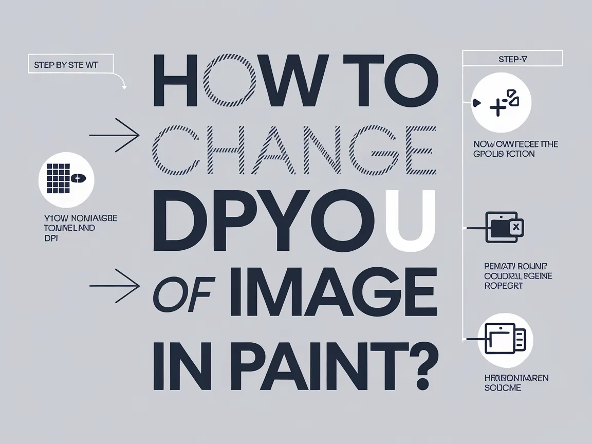 Step-by-step guide on changing DPI of an image in Paint with visual instructions.