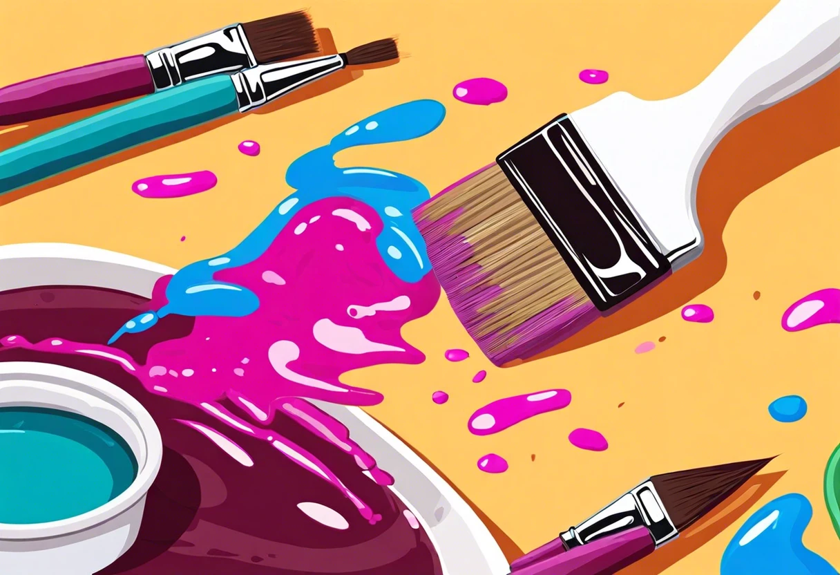 Colorful chip paint brushes with paint splatters, illustrating the use of chip brushes for painting