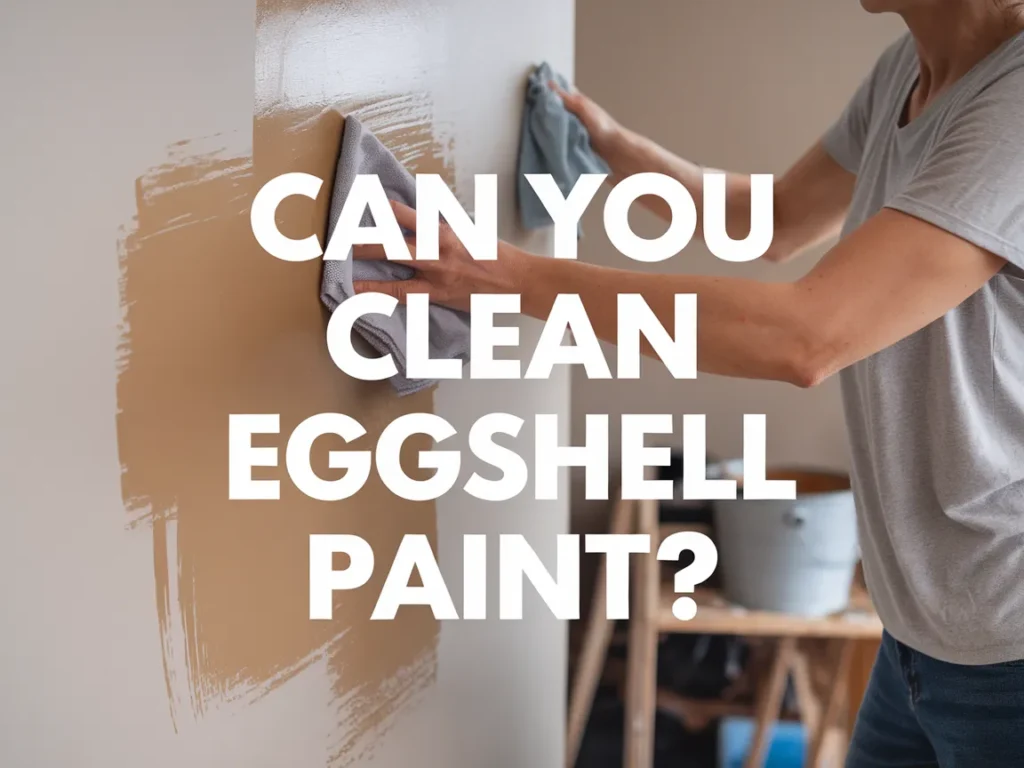 Person cleaning an eggshell paint wall with a cloth, demonstrating cleaning techniques for eggshell paint.