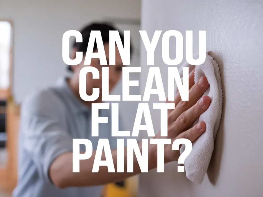 Person cleaning a wall painted with flat paint, demonstrating cleaning techniques for flat paint surfaces.