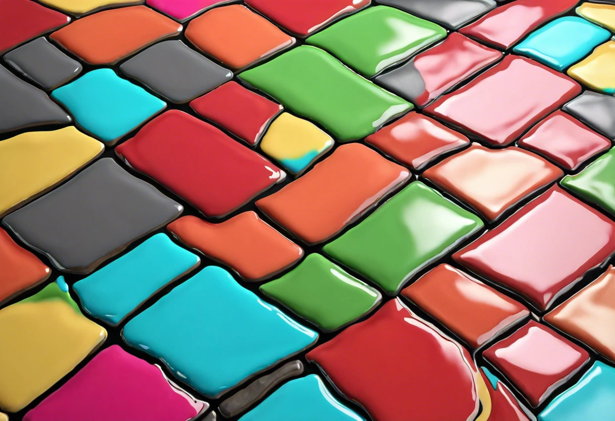 A variety of painted grout in vibrant colors, showcasing the possibilities of grout painting.
