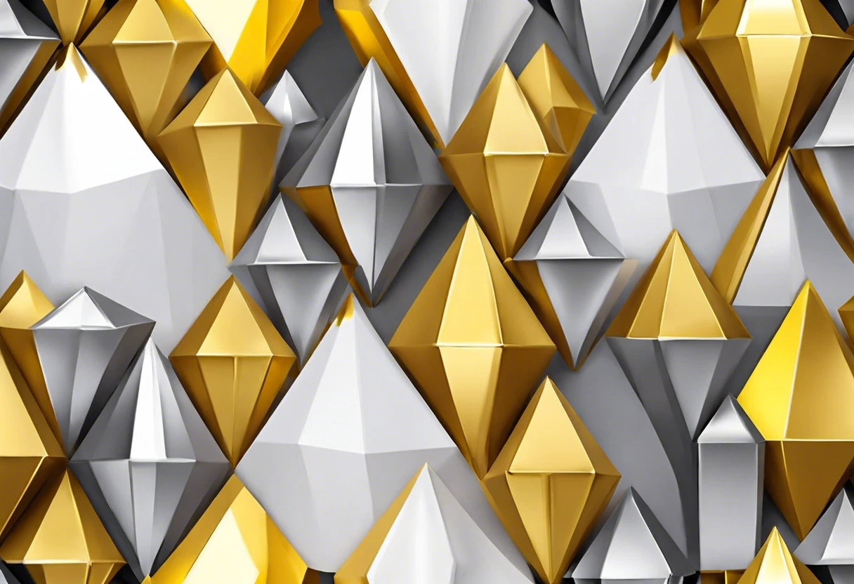 Various shades of gold and silver in geometric shapes, illustrating colors that can create gold paint.