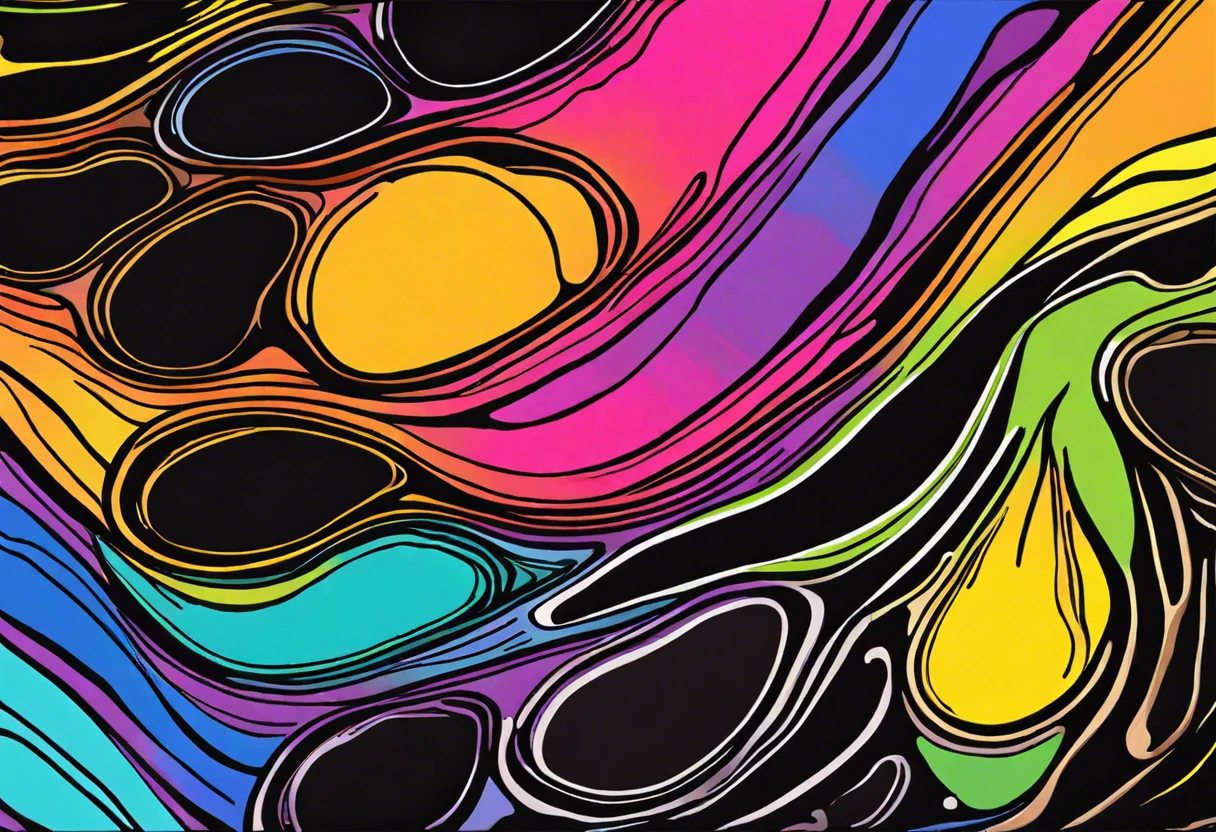 An artistic display of colors that illustrates how mixing paints can create black