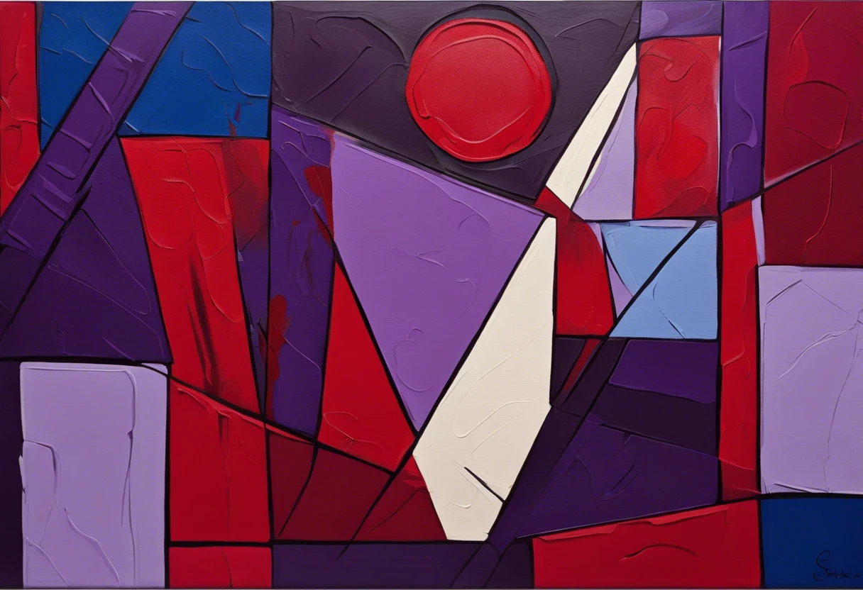 Abstract painting showing red, blue, and purple colors, illustrating how to make purple paint.