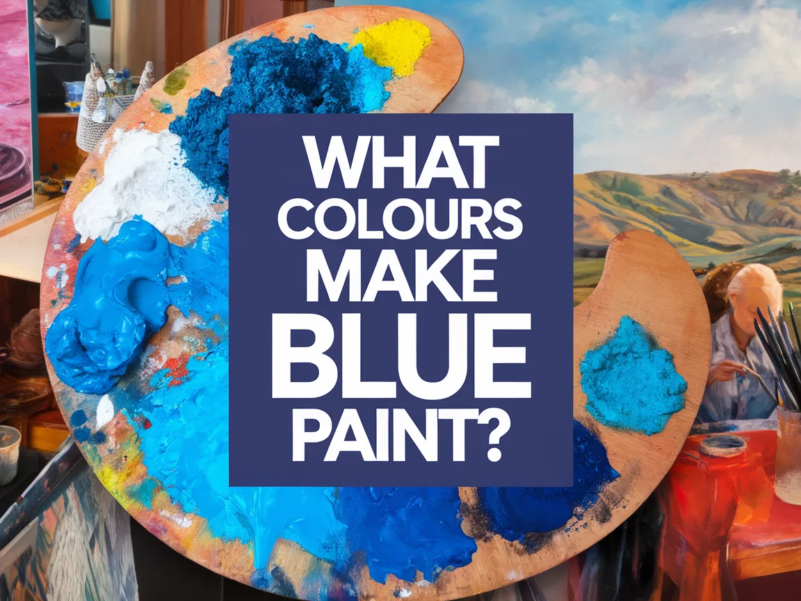 Palette showcasing various colours used to create blue paint.