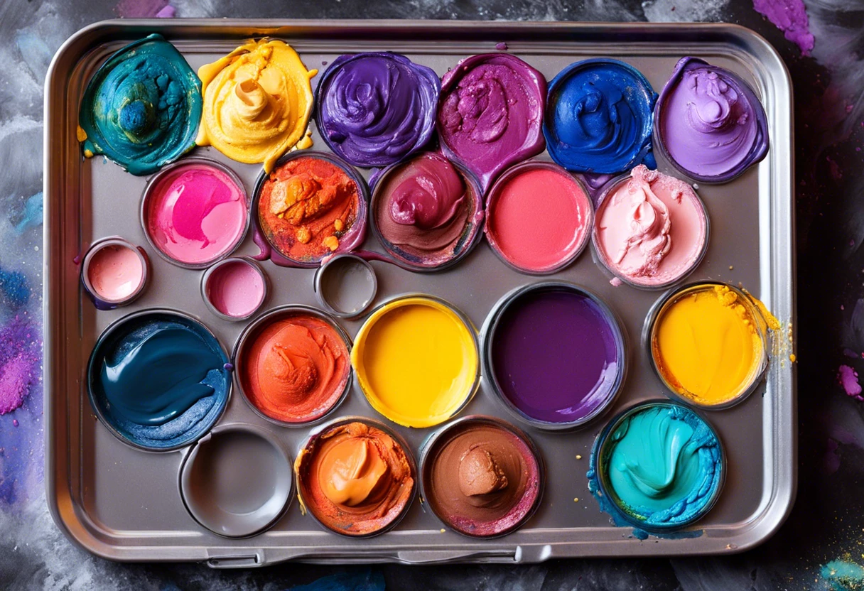 Colorful array of liquid face paints, demonstrating textures and consistency for adding cornstarch.