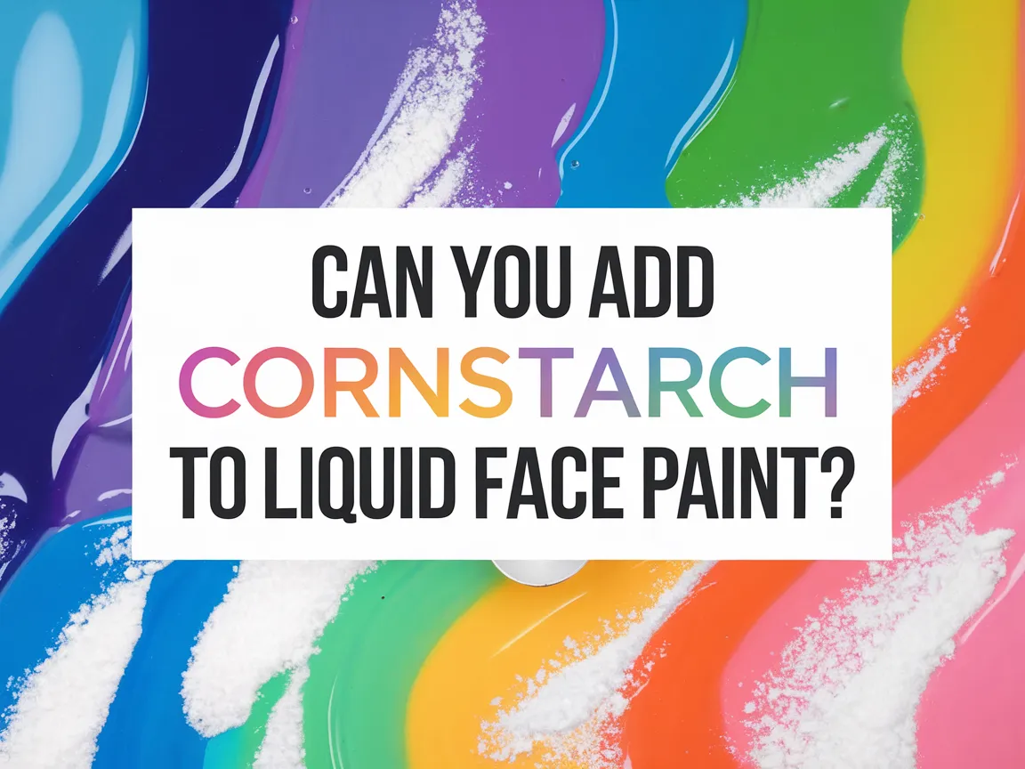 Colorful liquid face paint with cornstarch question displayed in bold text.