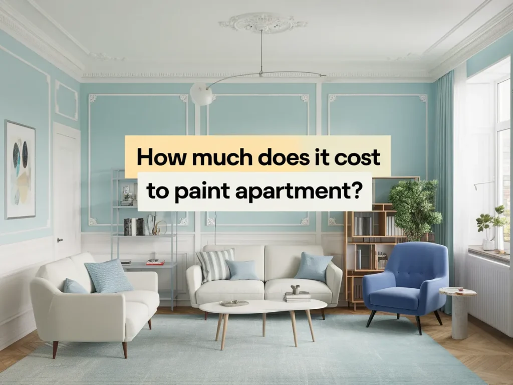 Living room with freshly painted blue walls, illustrating the cost of painting an apartment.