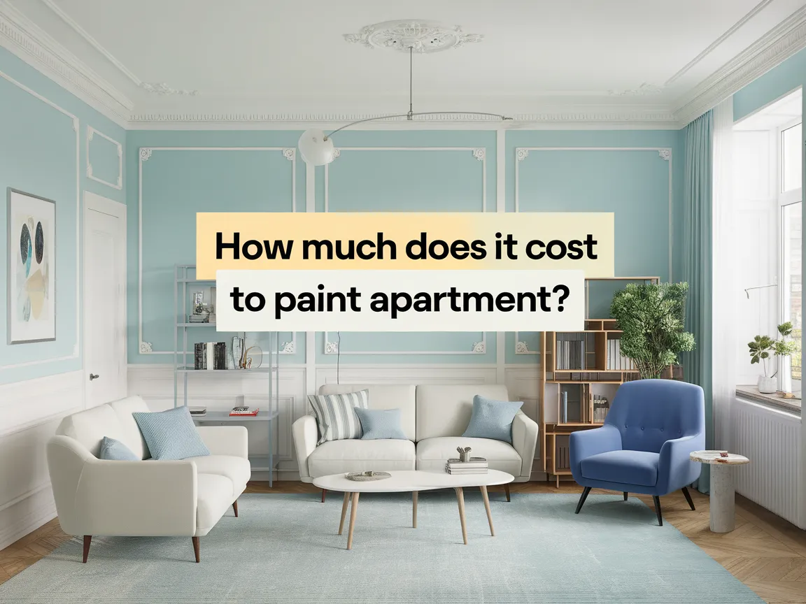 Living room with freshly painted blue walls, illustrating the cost of painting an apartment.