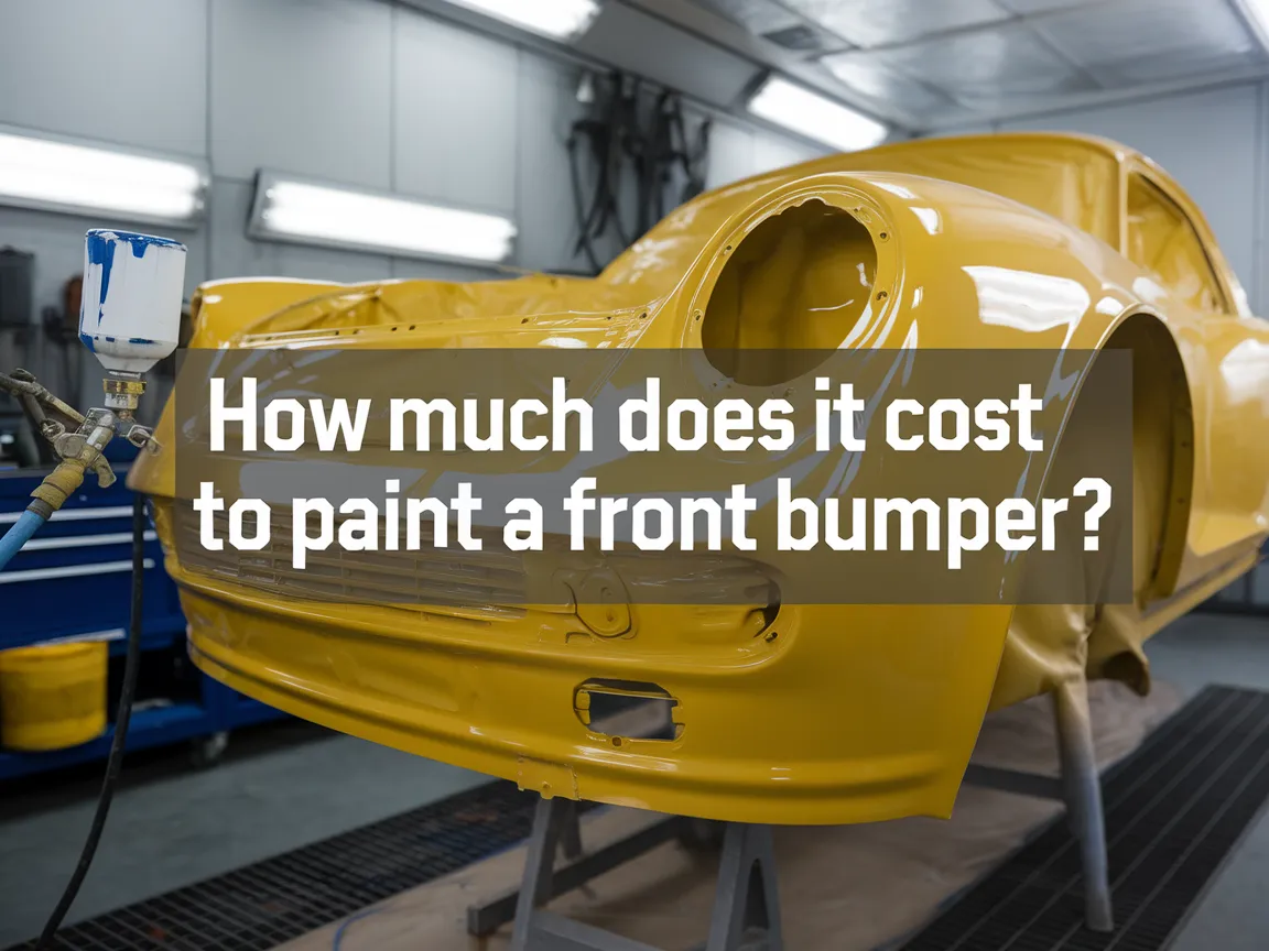 A car front bumper being painted in a workshop, representing the cost to paint a front bumper.