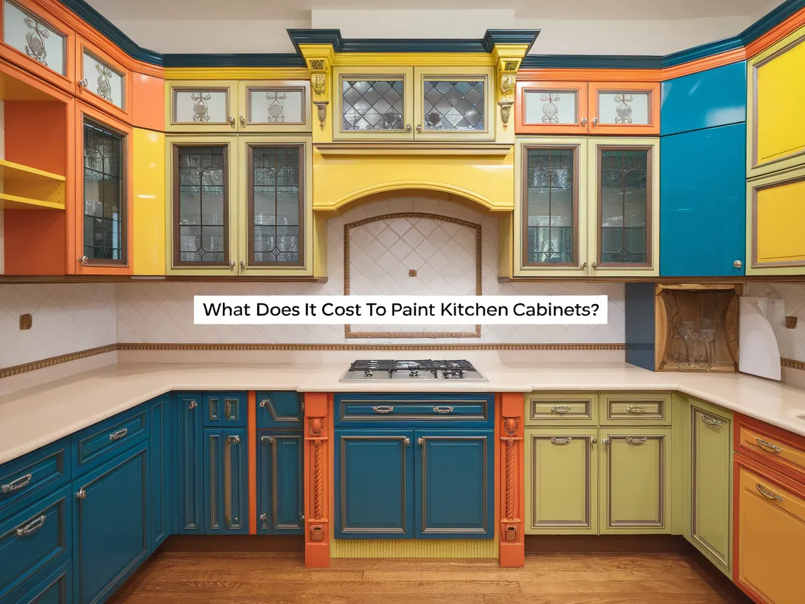 Colorful kitchen cabinets showcasing the cost of painting options