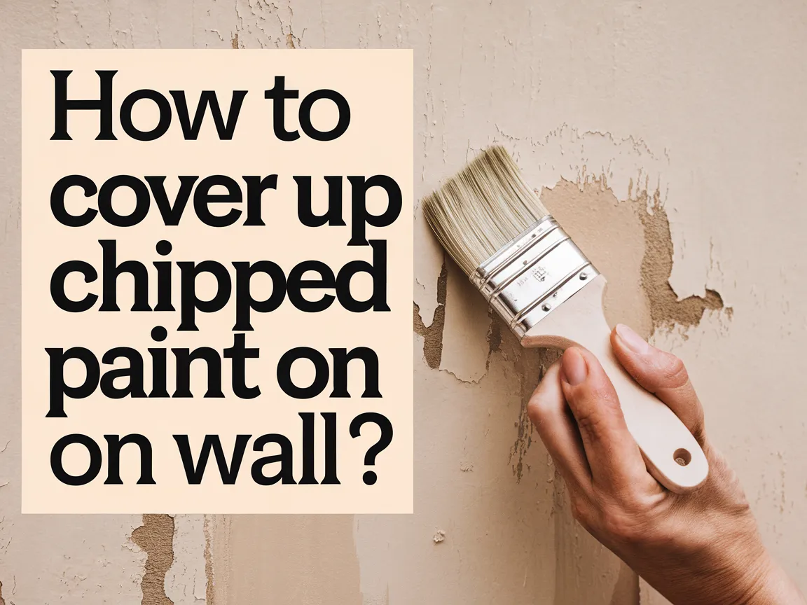 A hand holding a paintbrush applying paint to a wall with chipped paint.