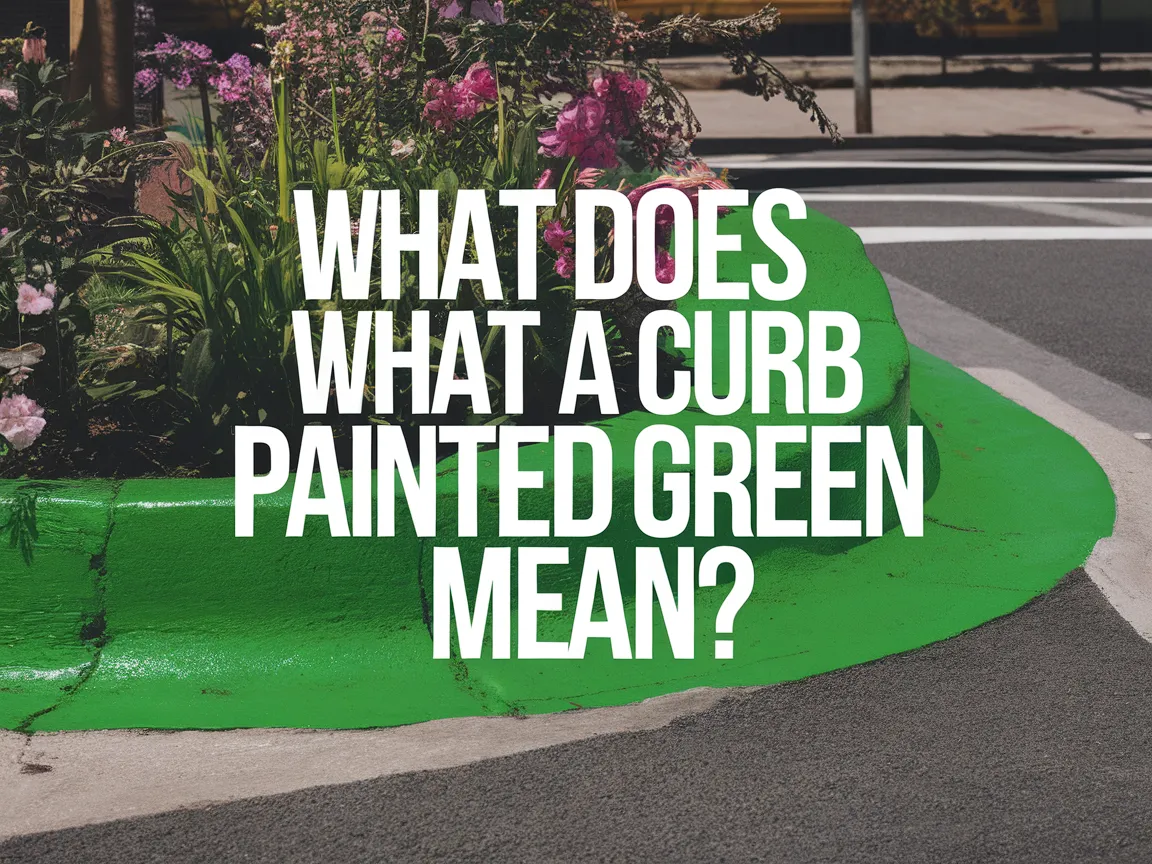 Image showing a green-painted curb, illustrating the meaning of curb color coding.