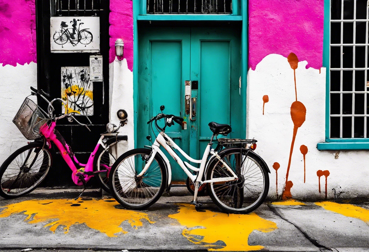 Bicycles parked near a curb painted white, illustrating the significance of curb color coding.