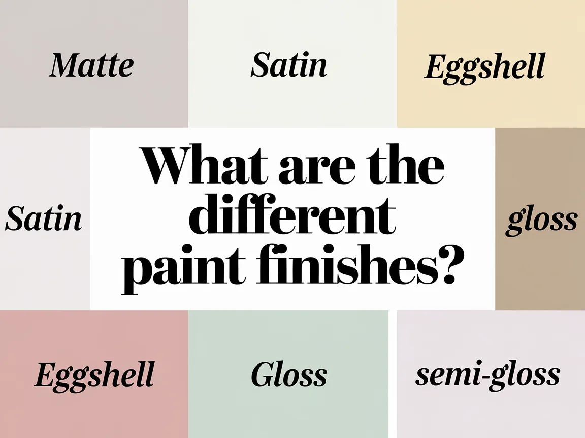 Visual representation of different paint finishes including matte, satin, eggshell, gloss, and semi-gloss.