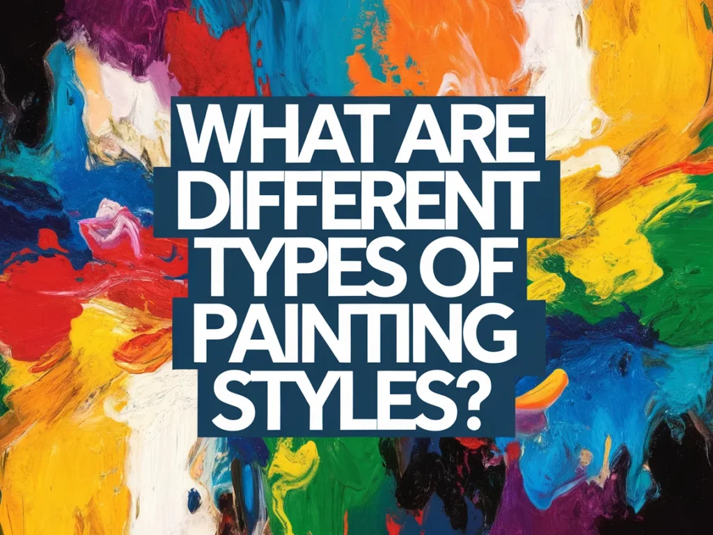 Colorful abstract painting representing various painting styles