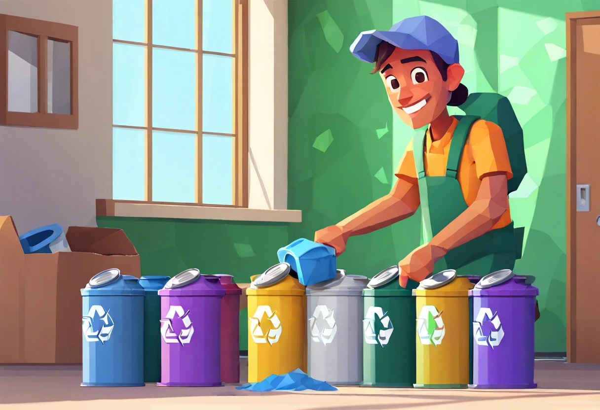 Person pouring paint into recyclable empty paint cans for proper disposal.