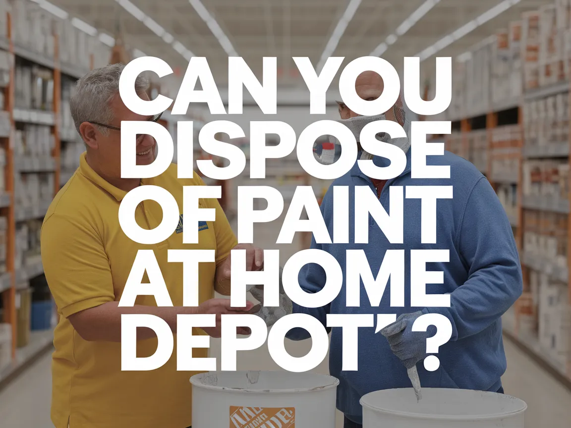 Two people discussing paint disposal options at Home Depot, relevant to disposing of paint responsibly.