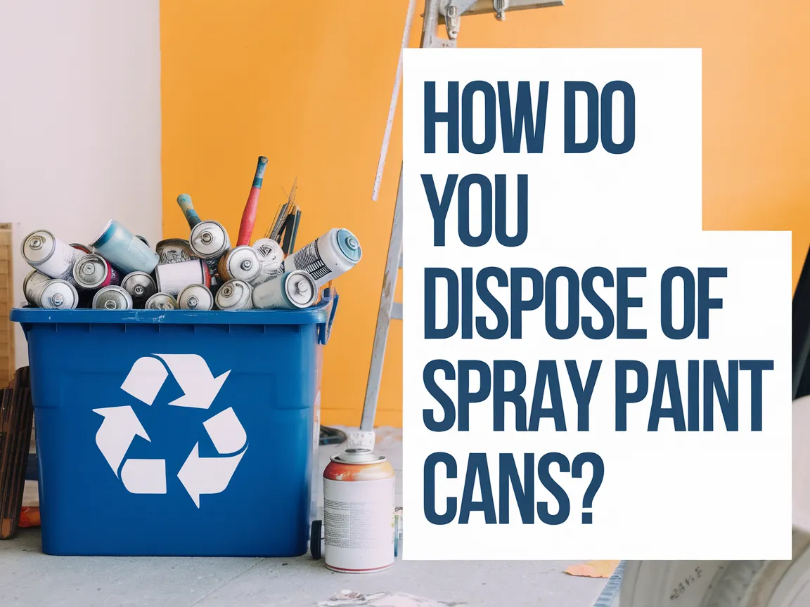 Recycle bin filled with empty spray paint cans for proper disposal