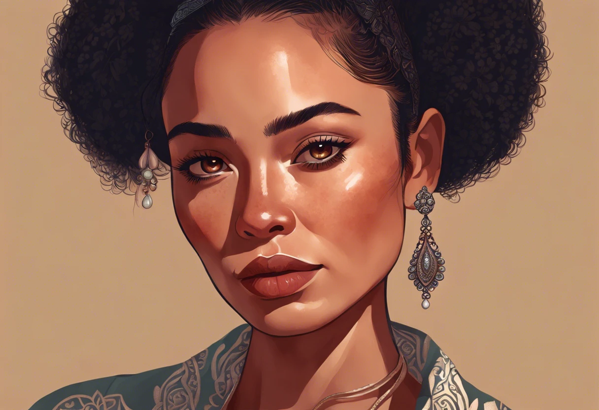 Illustration of a woman showcasing a unique painting style, relevant to different types of painting styles.