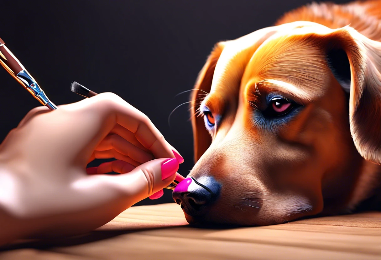 A person painting a dog's nails with pink nail polish, illustrating the concept of can you paint your dog's nails.