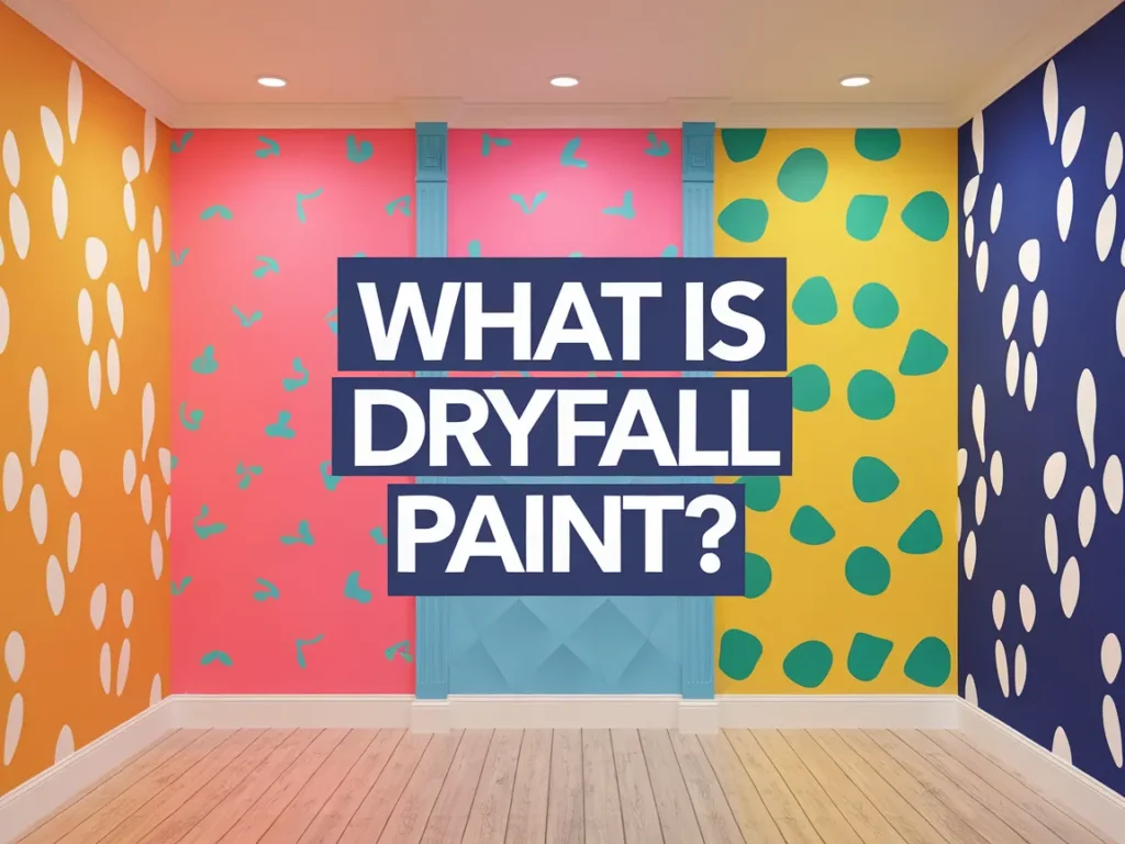 Colorful walls with different patterns illustrating the concept of dryfall paint.
