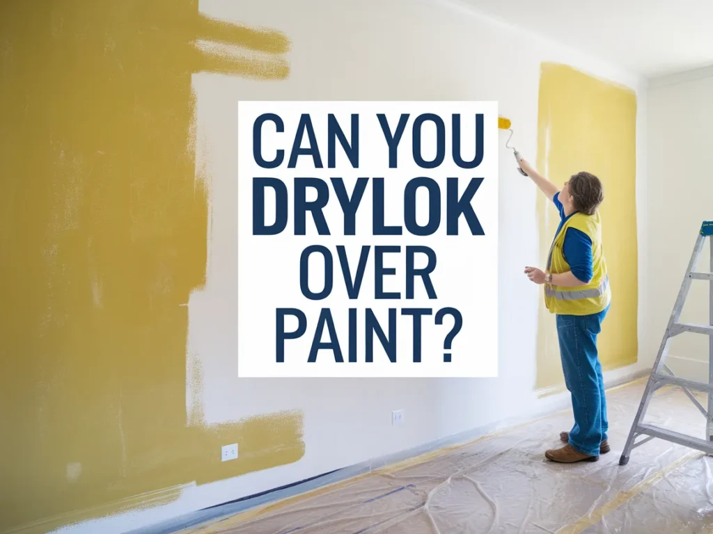 Person applying Drylok over painted wall in home renovation